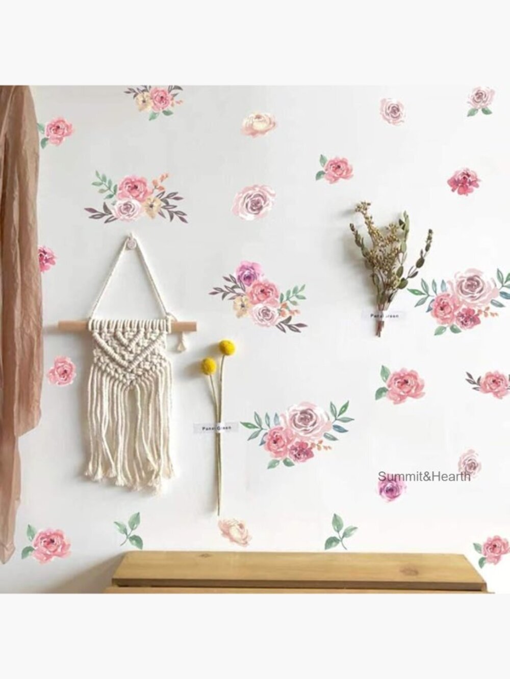 DIY Floral Wall Decal Set, Translucent Vinyl Stickers for Home Decor